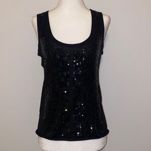 BCBGMaxAzria Black Sequin Tank Top